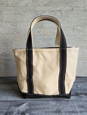 L.L. Bean Zip-Top Boat and Tote Bag Small Black Canvas Classic
